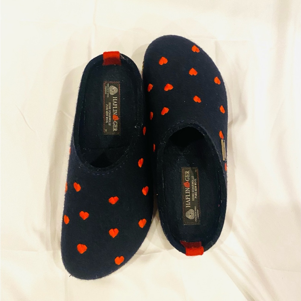 Haflinger Clogs Midnight Blue Small Hearts